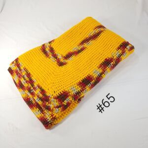 Vintage Handmade Afghan Blanket Straight Pattern Crochet Knit 45x36 Orange Red